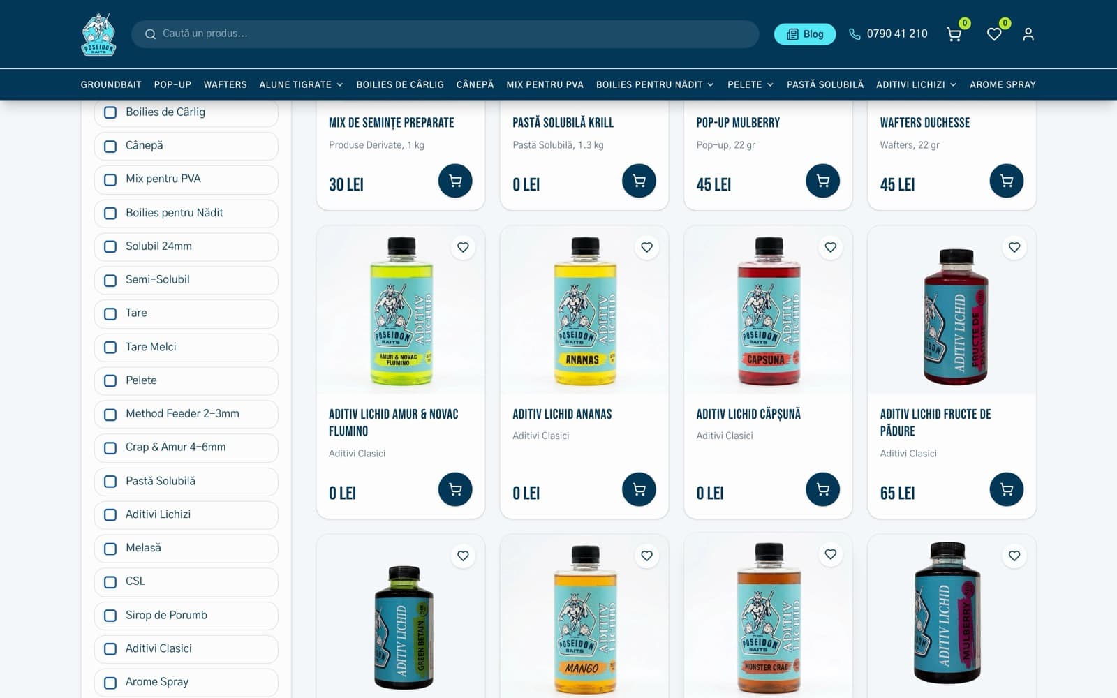 Magazinul complet, cu filtre pe categorii
